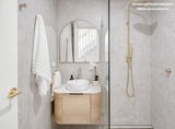 Bondi 750mm Natural Oak Wall Hung Curve Vanity with Pure White Top — detail 2