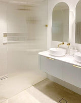 Bondi 1500mm Satin White Fluted Wall Hung Curve Vanity with Pure White Top — detail 5