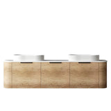Bondi 1800mm Natural Oak Wall Hung Curve Vanity with Pure White Top — detail 2