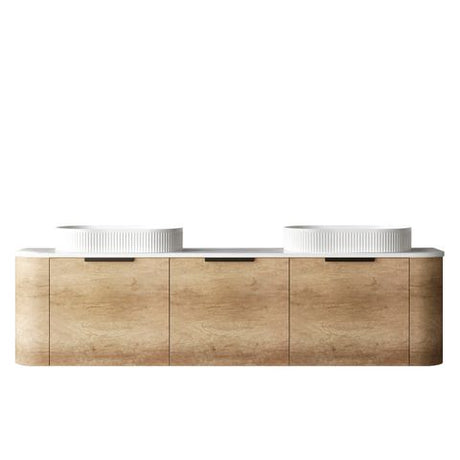 Bondi 1800mm Natural Oak Wall Hung Curve Vanity with Pure White Top — detail 2