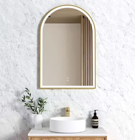LED Archie 900(H)x600(W) Gold Metal Frame Tuffi Mirror