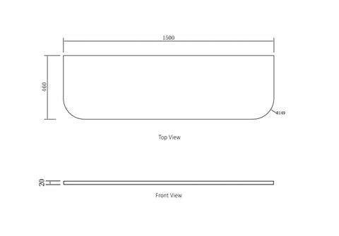 Bondi 1500x460x20 Solid Surface Cloudy Carrara Top No Hole — detail 2