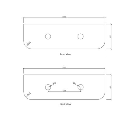 Bondi 1500x460x18 Natural Carrara Marble Top — detail 2