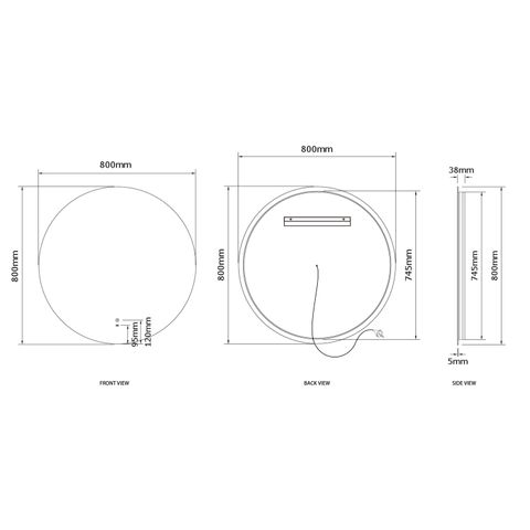 LED Bondi 800mm Frameless Tuffi Mirror — detail 3