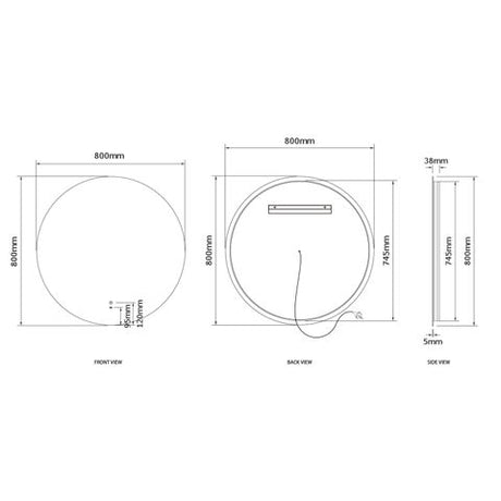 LED Bondi 800mm Frameless Tuffi Mirror — detail 3