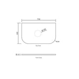 Bondi 750mm Black Oak Wall Hung Curve Vanity with Cloudy Carrara Top — detail 2