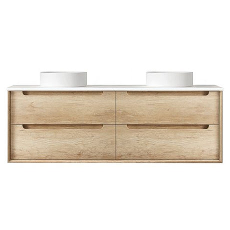Byron 1500mm Natural Oak Wall Hung Vanity with Pure White Top