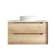 Byron 900mm Natural Oak Wall Hung Vanity with Cloudy Carrara Top