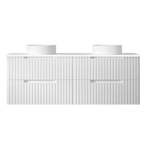 Noosa 1500mm Satin White Wall Hung Vanity With Pure White Top