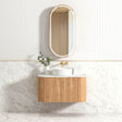 Bondi 900mm Woodland Oak Fluted Curve Vanity with Cloudy Carrara Top