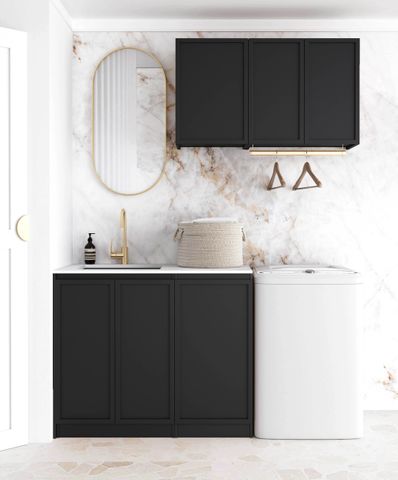 Laundry Kit 1715A Hampshire Black with Natural Carrara Marble Top