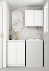 Wall and Base Cabinets Kit 650 Hampshire White with Natural Carrara Marble Top