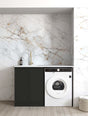 Hampshire Black Base Laundry Cabinet with 1300mm Natural Carrara Marble Top