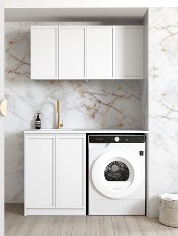 Laundry Kit 1305B Hampshire White with Natural Carrara Marble Top