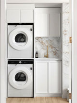Laundry Kit 1305C Hampshire White with Natural Carrara Marble Top
