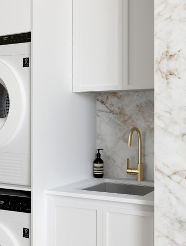 Laundry Kit 1305C Hampshire White with Natural Carrara Marble Top — detail 2