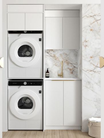 Laundry Kit 1305C Bondi White with Natural Carrara Marble Top