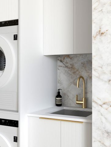 Laundry Kit 1305C Bondi White with Natural Carrara Marble Top — detail 2