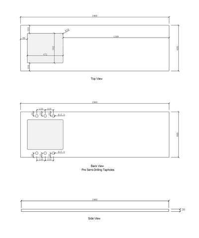 Laundry Kit 1960A Bondi White with Natural Carrara Marble Top — detail 8