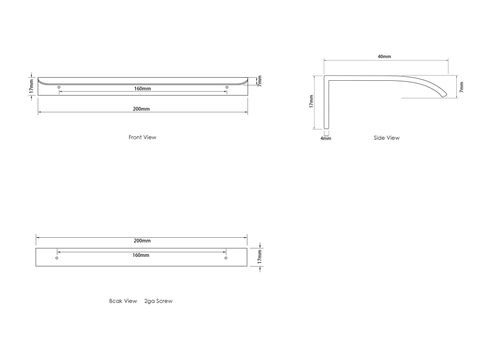 Hampshire 200mm Brushed Nickel Handle for 750, 900, 1200, 1500, 1800 Cabinets — detail 2