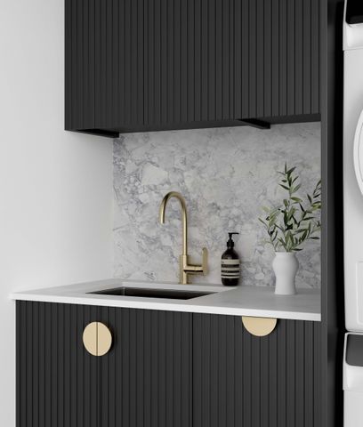 Laundry Kit 1715DR-C Marlo Black with Natural Carrara Marble Top and 400 Drawer Unit — detail 2