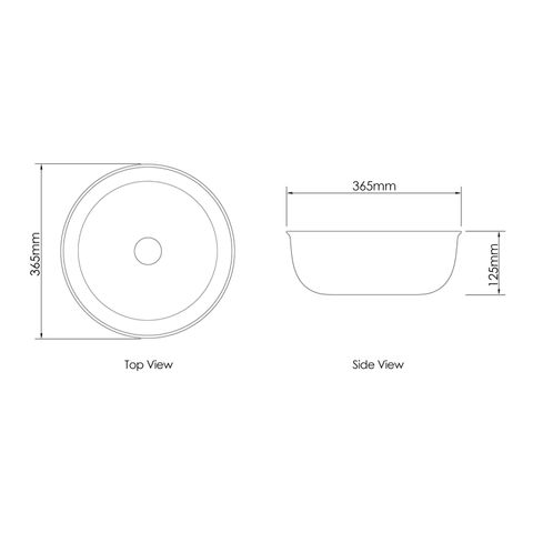 Bronte Round 360x360x130 Matte Black Basin — detail 3