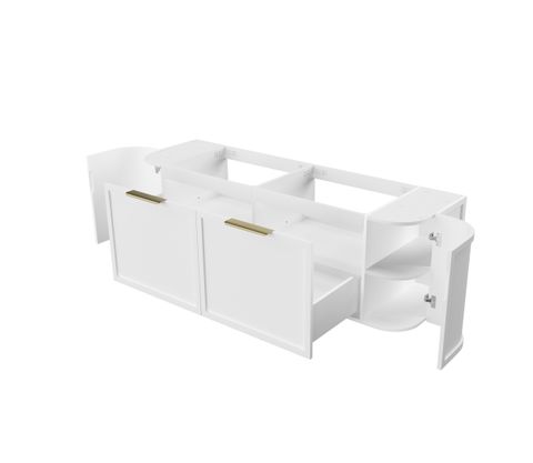 Hampshire 1500mm Satin White Wall Hung Curve Cabinet Only — detail 5