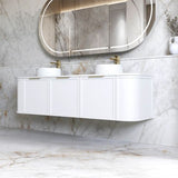 Hampshire 1800mm Satin White Wall Hung Curve Cabinet Only — detail 2