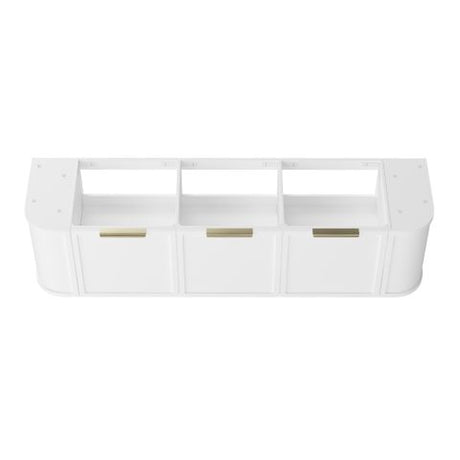 Hampshire 1800mm Satin White Wall Hung Curve Cabinet Only — detail 5