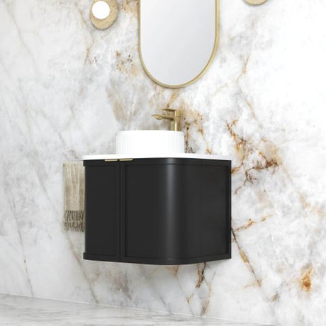Hampshire 600mm Satin Black Wall Hung Curve Cabinet Only — detail 2