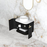 Hampshire 600mm Satin Black Wall Hung Curve Cabinet Only — detail 3
