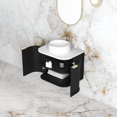 Hampshire 600mm Satin Black Wall Hung Curve Cabinet Only — detail 3