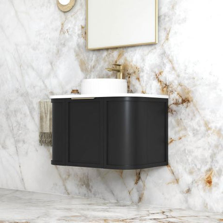 Hampshire 750mm Satin Black Wall Hung Curve Cabinet Only — detail 2