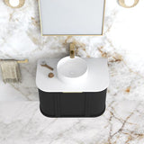 Hampshire 750mm Satin Black Wall Hung Curve Cabinet Only — detail 4