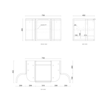 Hampshire 750mm Satin Black Wall Hung Curve Cabinet Only — detail 5