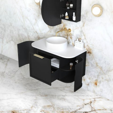 Hampshire 900mm Satin Black Wall Hung Curve Cabinet Only — detail 3