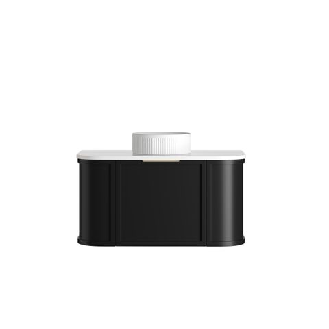 Hampshire 900mm Satin Black Wall Hung Curve Cabinet Only — detail 5