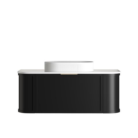 Hampshire 1200mm Satin Black Wall Hung Curve Cabinet Only — detail 2