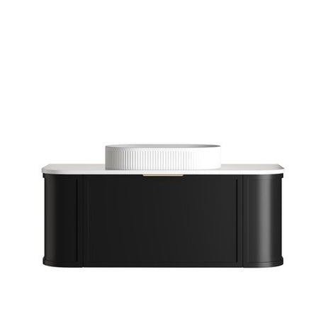 Hampshire 1200mm Satin Black Wall Hung Curve Cabinet Only — detail 2