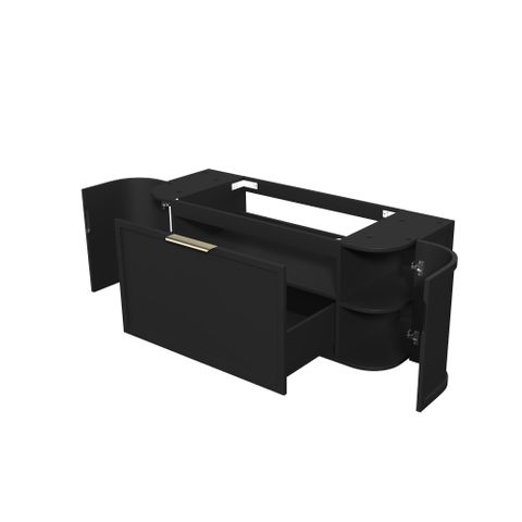 Hampshire 1200mm Satin Black Wall Hung Curve Cabinet Only — detail 3