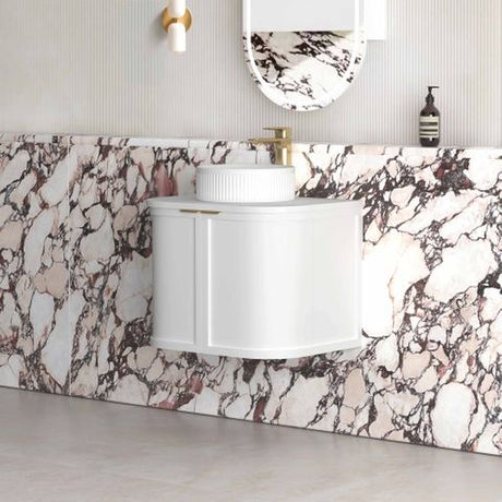 Hampshire 600mm Satin White Wall Hung Curve Cabinet Only — detail 2