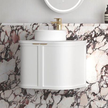 Hampshire 600mm Satin White Wall Hung Curve Cabinet Only — detail 3