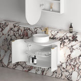 Hampshire 600mm Satin White Wall Hung Curve Cabinet Only — detail 4