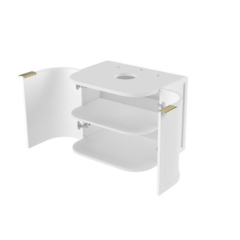 Hampshire 600mm Satin White Wall Hung Curve Cabinet Only — detail 5
