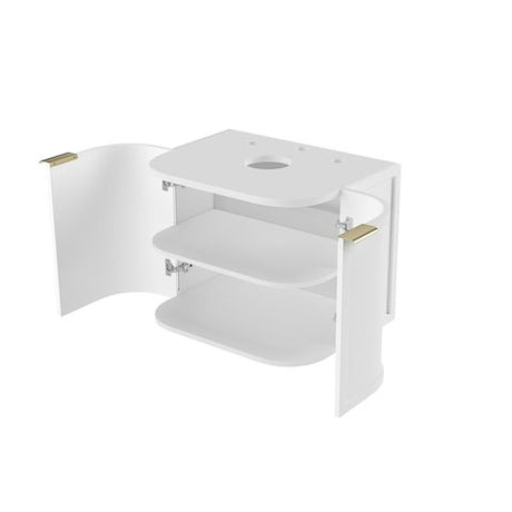Hampshire 600mm Satin White Wall Hung Curve Cabinet Only — detail 5