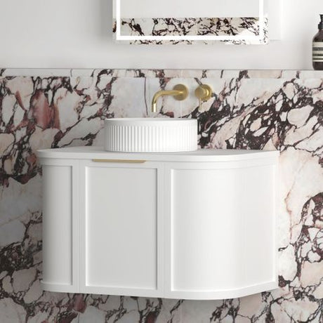 Hampshire 750mm Satin White Wall Hung Curve Cabinet Only — detail 3