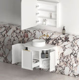 Hampshire 750mm Satin White Wall Hung Curve Cabinet Only — detail 4