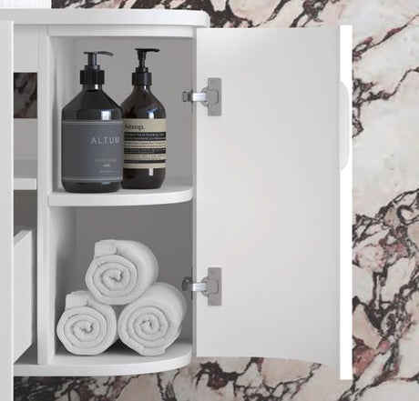 Hampshire 750mm Satin White Wall Hung Curve Cabinet Only — detail 5