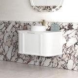 Hampshire 900mm Satin White Wall Hung Curve Cabinet Only — detail 2