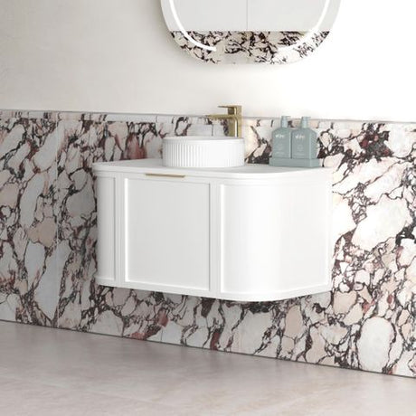 Hampshire 900mm Satin White Wall Hung Curve Cabinet Only — detail 2